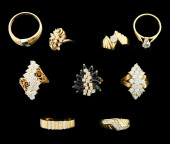 JEWELRY: NINE 14K CUBIC ZIRCON
