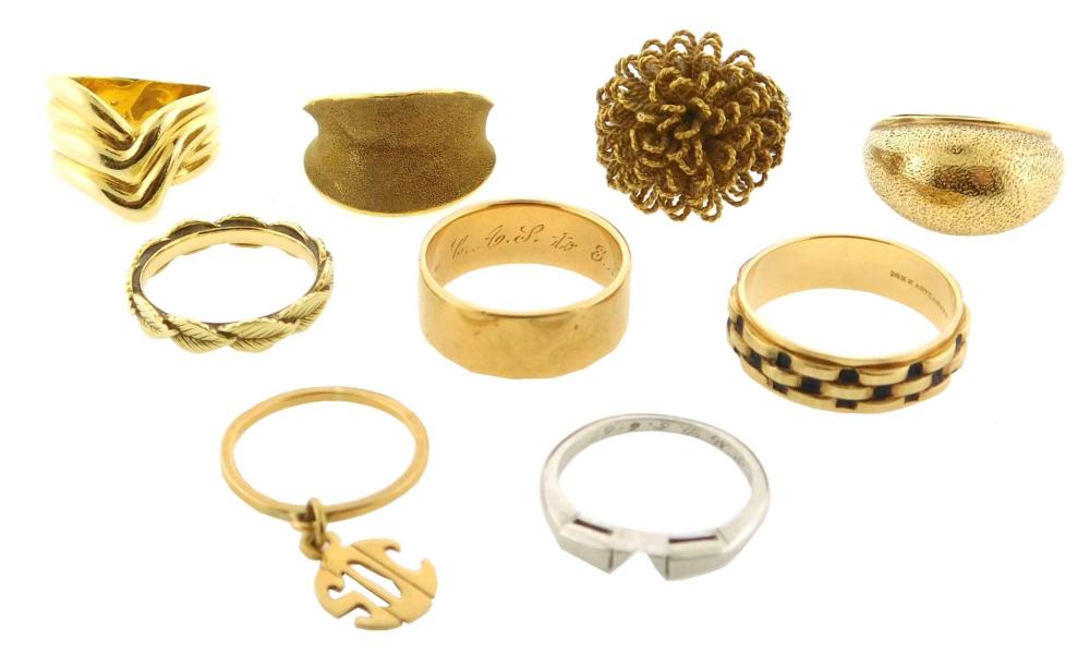 JEWELRY: NINE RINGS OF PLATINUM,