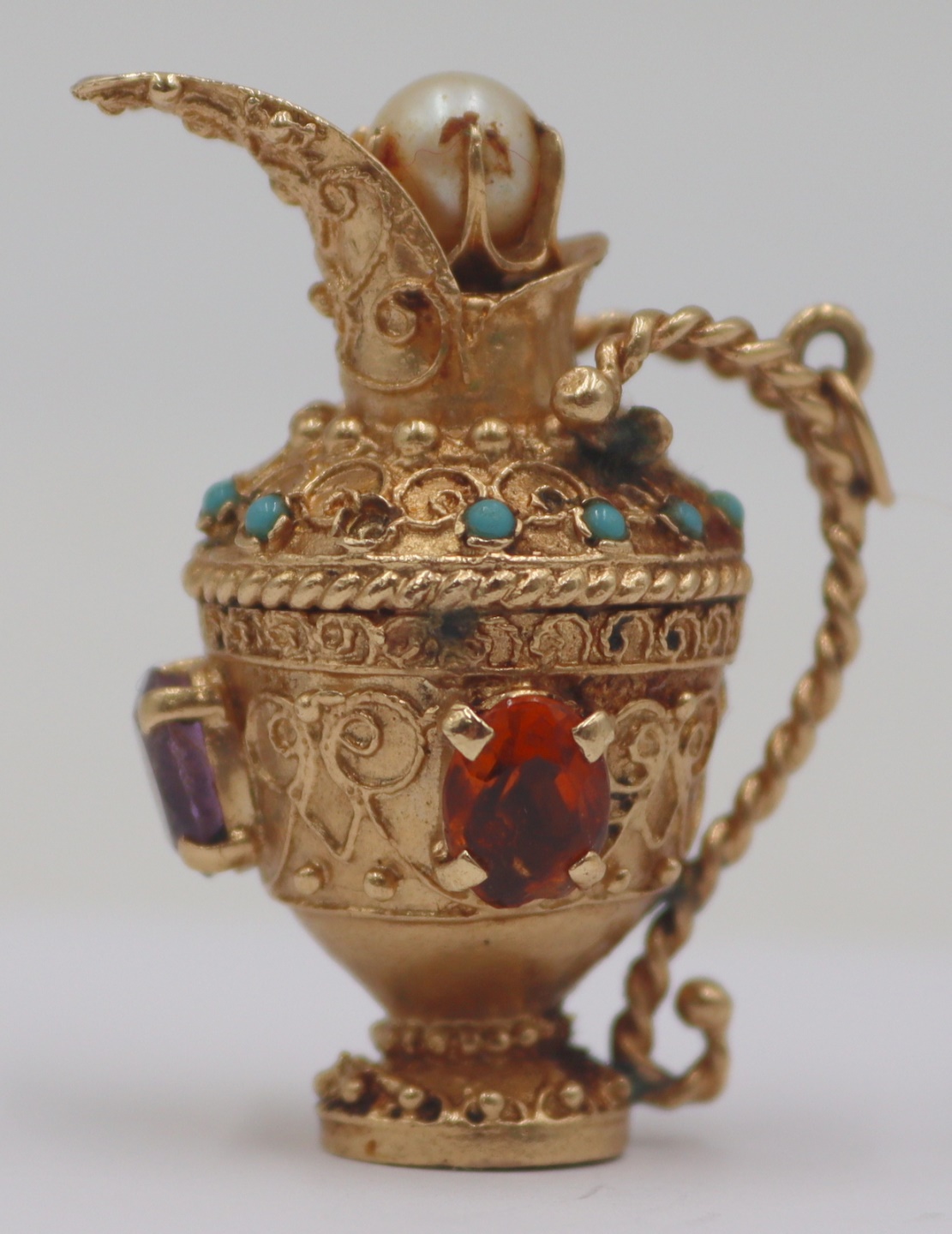 JEWELRY. OVERSIZED 14KT GOLD EWER