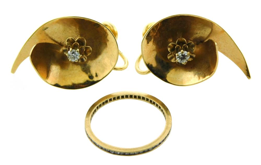 JEWELRY: PAIR OF 14K DIAMOND