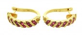 JEWELRY: PAIR OF 14K HALF HOOP