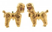 JEWELRY: PAIR OF 14K POODLE CU