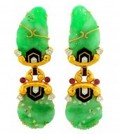 JEWELRY: PAIR OF 18K JADEITE,