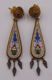 JEWELRY. PAIR OF ANTIQUE MICRO