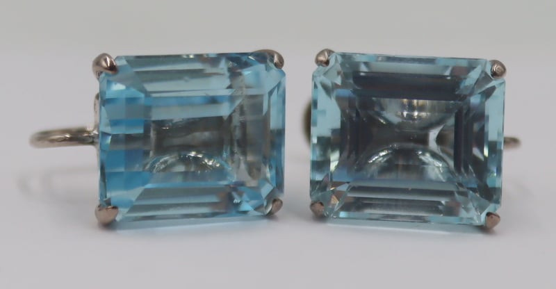 JEWELRY. PAIR OF GIA AQUAMARINE AND