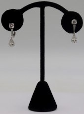 JEWELRY. PAIR OF PLATINUM & DI