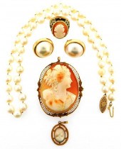JEWELRY: PEARL AND CAMEO JEWEL