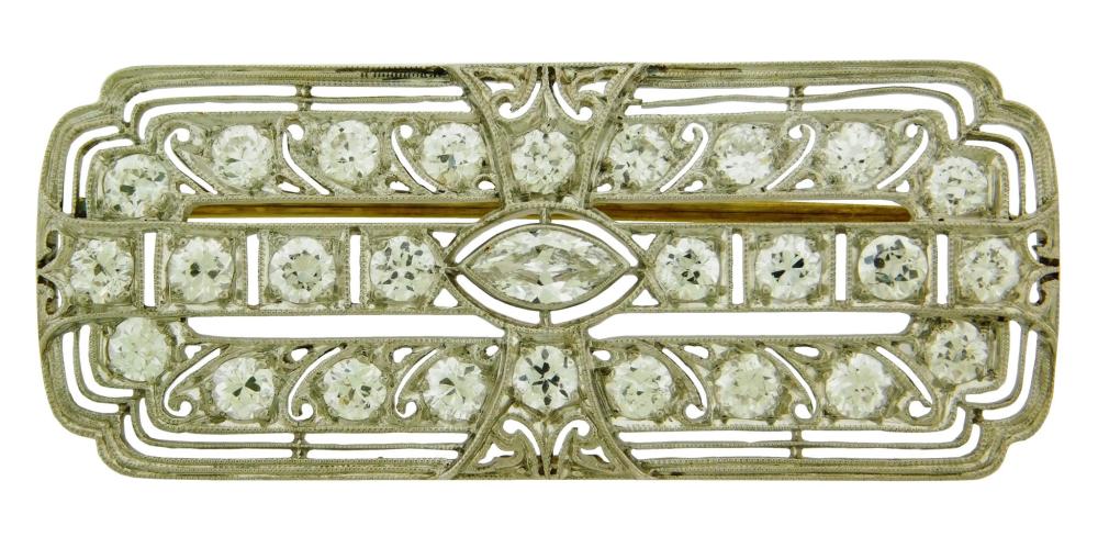 JEWELRY: PLATINUM DIAMOND BROOCH BY