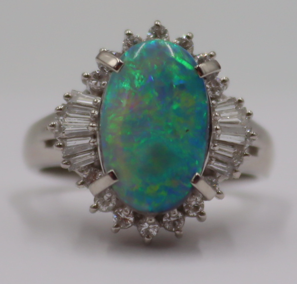 JEWELRY. PLATINUM, OPAL, AND