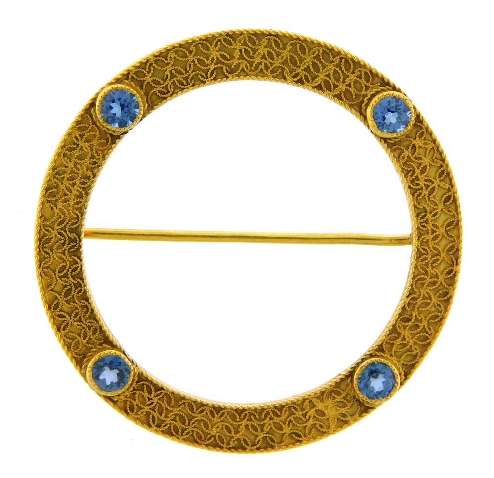JEWELRY: SAPPHIRE CIRCLE BROOCH,