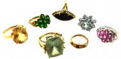 JEWELRY: SEVEN 10K GOLD RINGS: