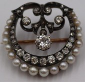 JEWELRY. SIGNED ANTIQUE PEARL