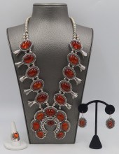 JEWELRY. SIGNED SOUTHWEST AMBE