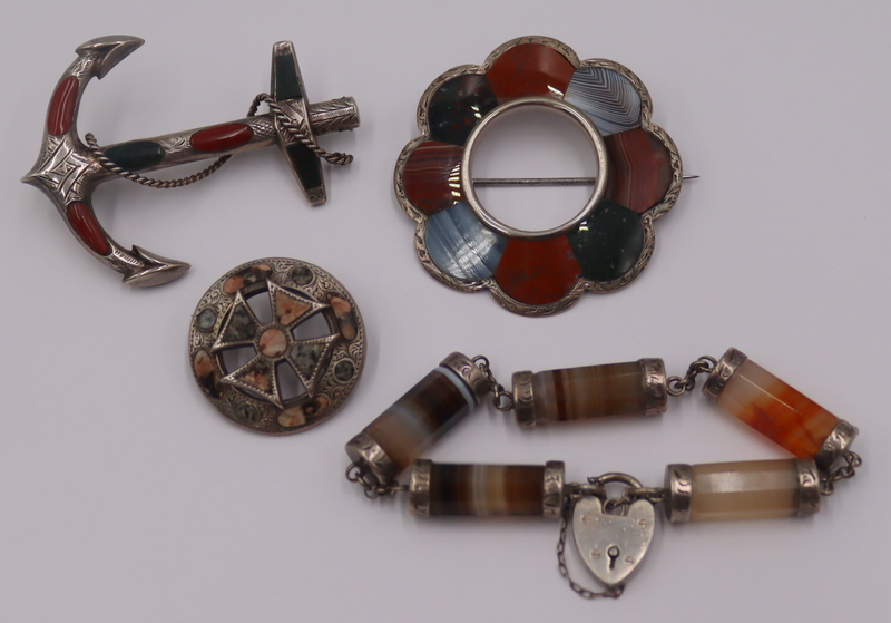 JEWELRY. SILVER MOUNTED CARVED