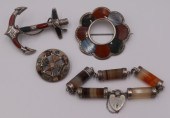 JEWELRY. SILVER MOUNTED CARVED