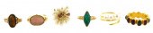 JEWELRY: SIX GEMSTONE RINGS, A