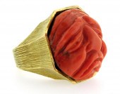 JEWELRY: STAMPED 18KY CORAL RI