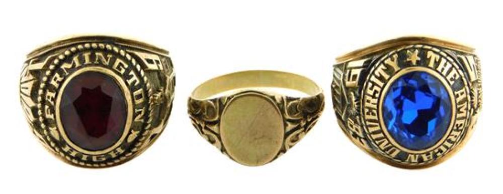 JEWELRY: THREE 14K/ 10K RINGS