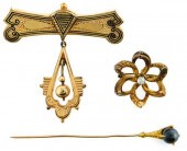 JEWELRY: THREE PINS INCLUDING