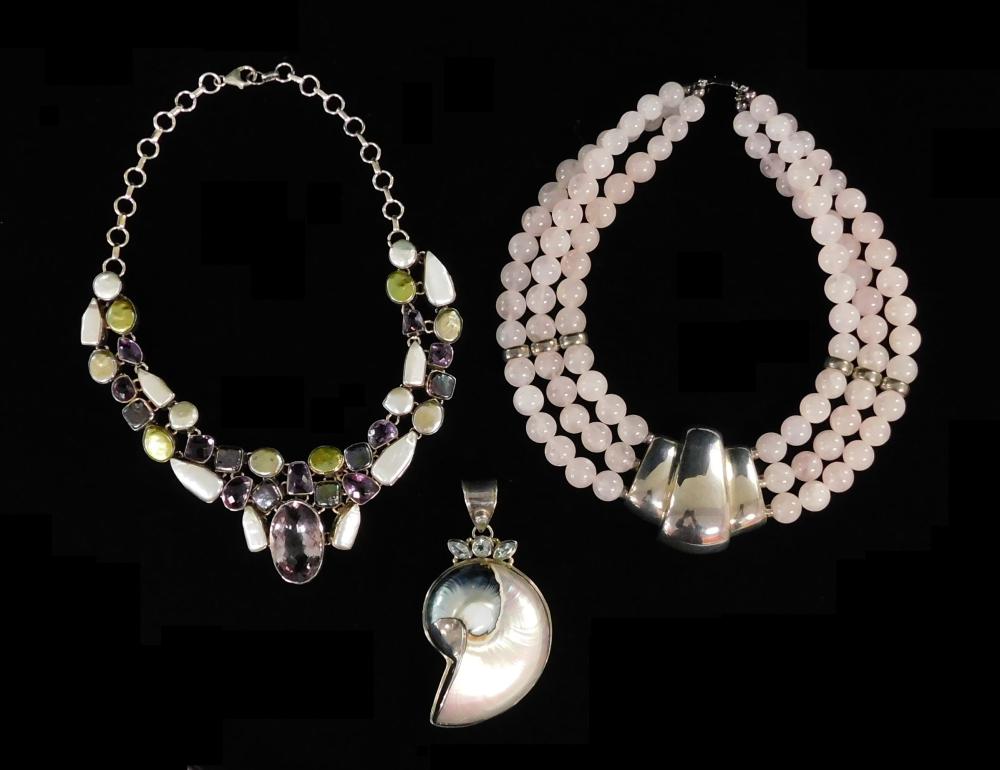 JEWELRY: THREE SILVER AND