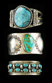 JEWELRY: THREE SOUTHWEST BRACE