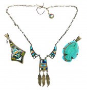 JEWELRY: THREE STERLING AND ZU