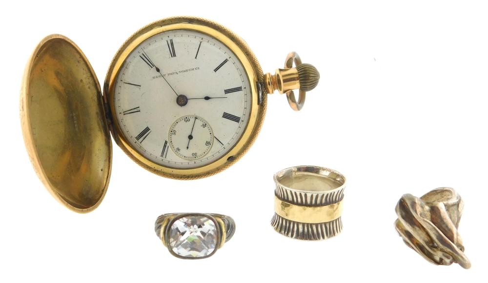 JEWELRY: THREE STERLING RINGS AND A