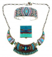 JEWELRY: THREE ZUNI STYLE INLA