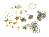 JEWELRY: TWELVE GOLD AND SILVE