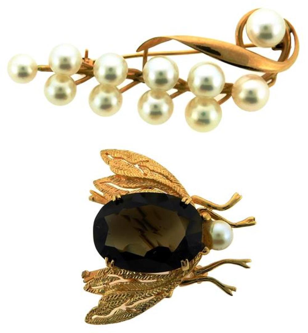 JEWELRY: TWO 14K GOLD PINS: 14K