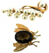 JEWELRY: TWO 14K GOLD PINS: 14