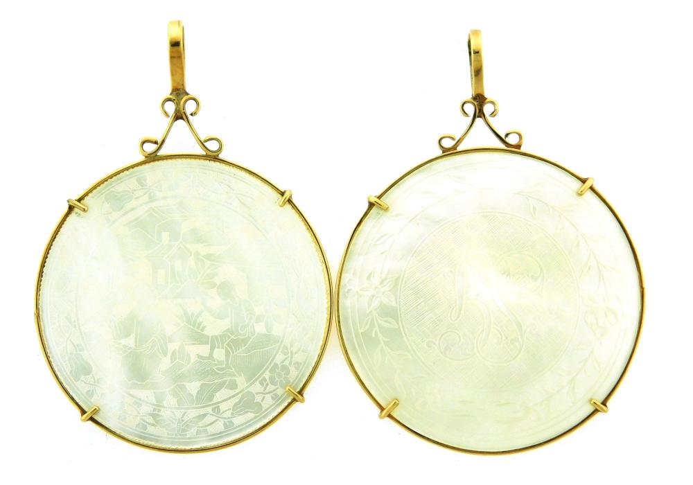 JEWELRY: TWO 14K MOTHER OF PEARL