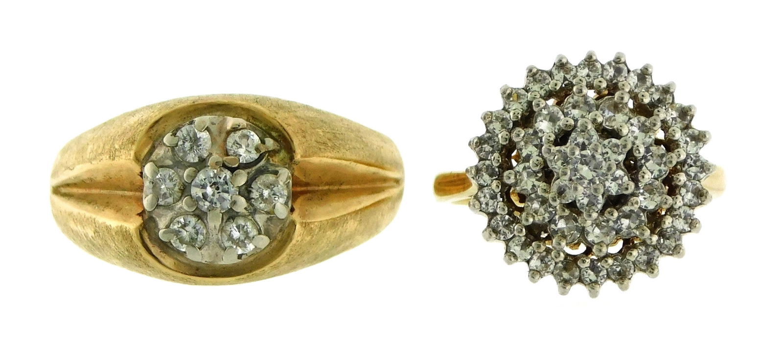 JEWELRY: TWO CLUSTER RINGS: ONE