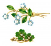 JEWELRY: TWO ENAMELED PINS: ON