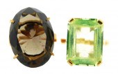 JEWELRY: TWO GOLD GEMSTONE RIN