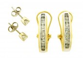 JEWELRY: TWO PAIRS DIAMOND EAR