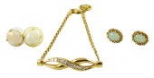 JEWELRY: TWO PAIRS OF 14K OPAL