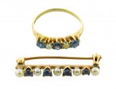 JEWELRY: TWO PIECES, 14K SAPPH
