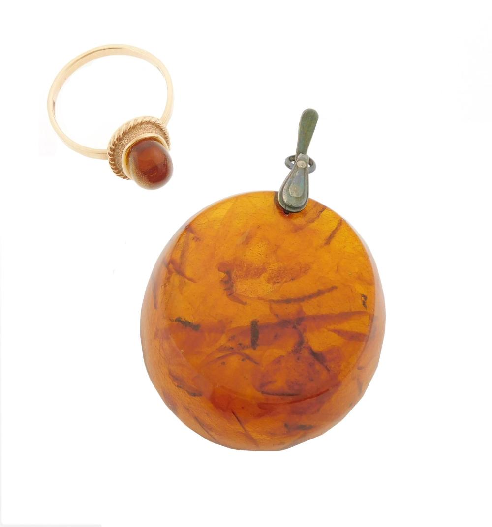 JEWELRY: TWO PIECES OF AMBER
