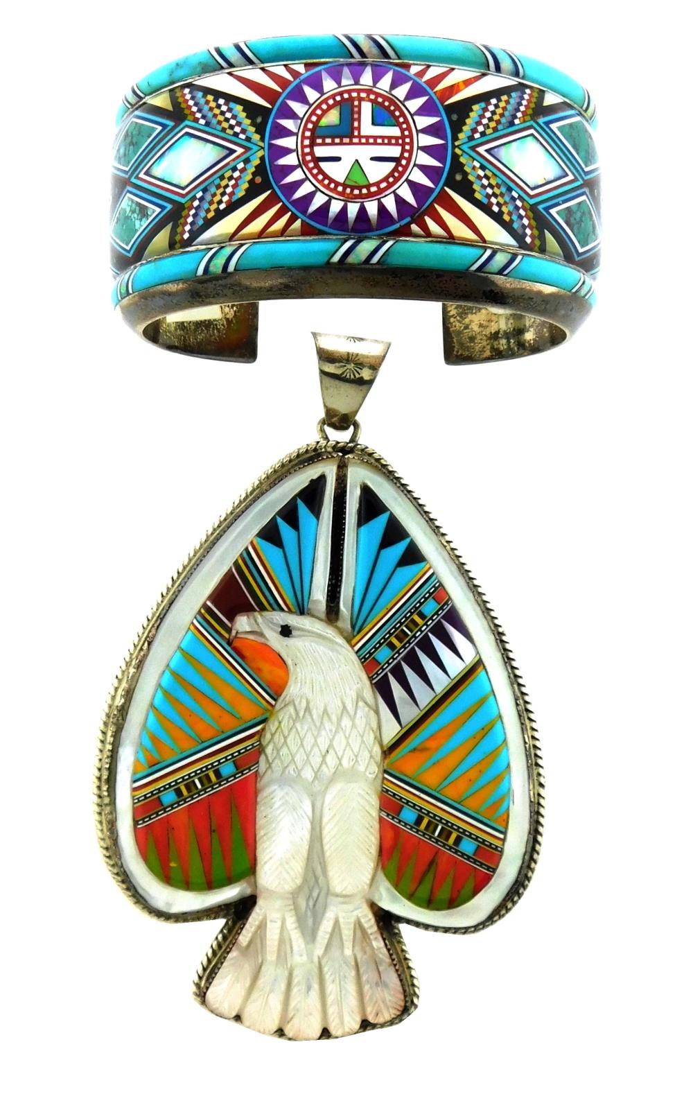 JEWELRY: TWO PIECES OF ZUNI STYLE