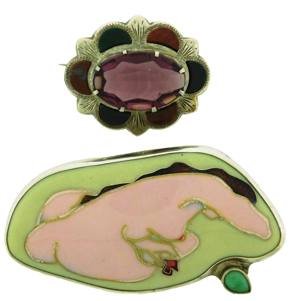 JEWELRY: TWO SILVER PINS INCLUDING: