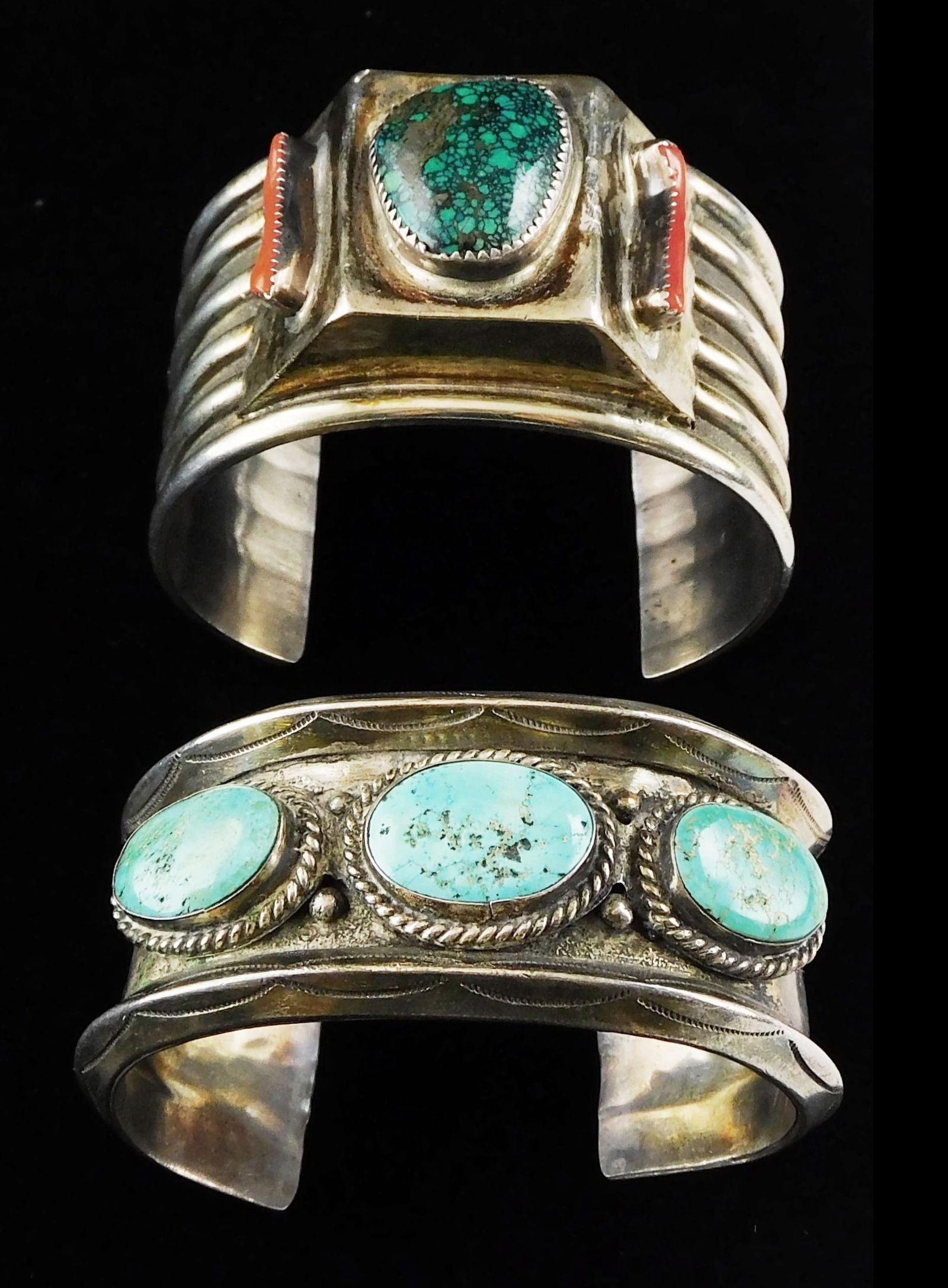 JEWELRY: TWO SOUTHWEST BRACELETS,