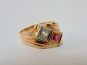 JEWELRY. VINTAGE MEN'S 14K DIA