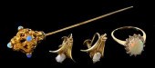 JEWELRY: YELLOW GOLD AND OPAL,