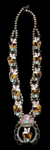 JEWELRY: ZUNI STYLE OWL SQUASH