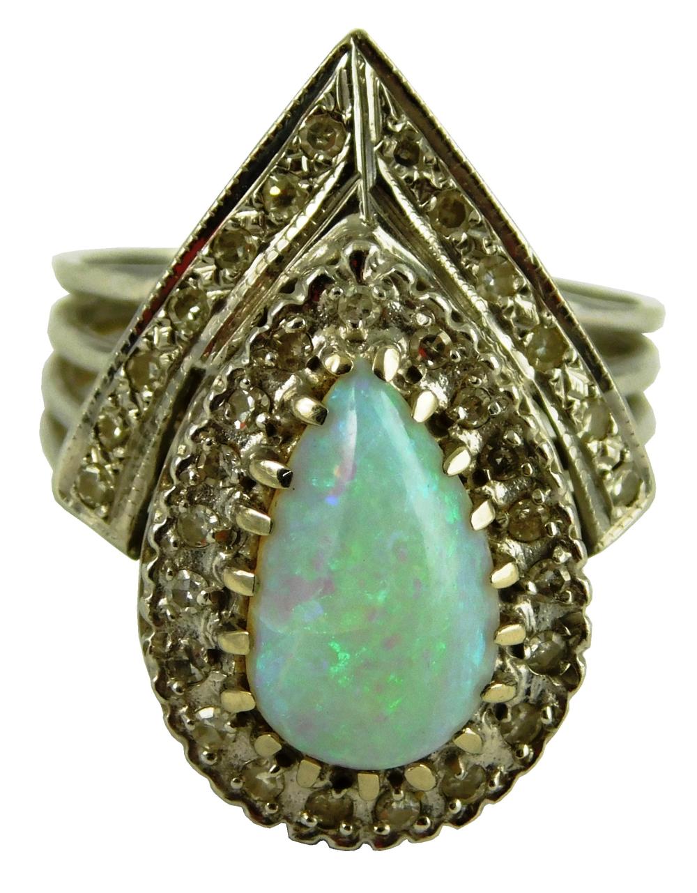 JEWLERY: 14K OPAL AND DIAMOND