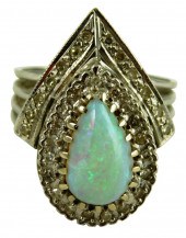 JEWLERY: 14K OPAL AND DIAMOND