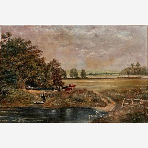 J.G. HALL ANTIQUE OIL LANDSCAPE