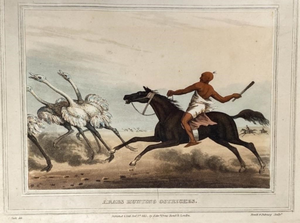 J.H CLARK AQUATINT "ARABS HUNTING