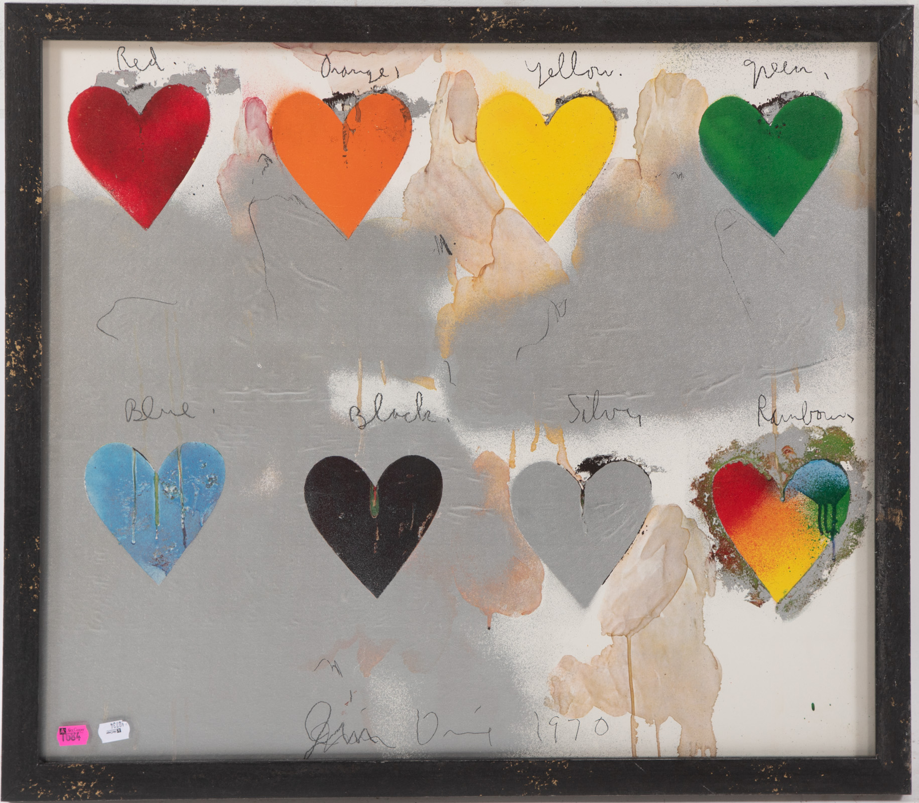 JIM DINE. "8 HEARTS," COLOR